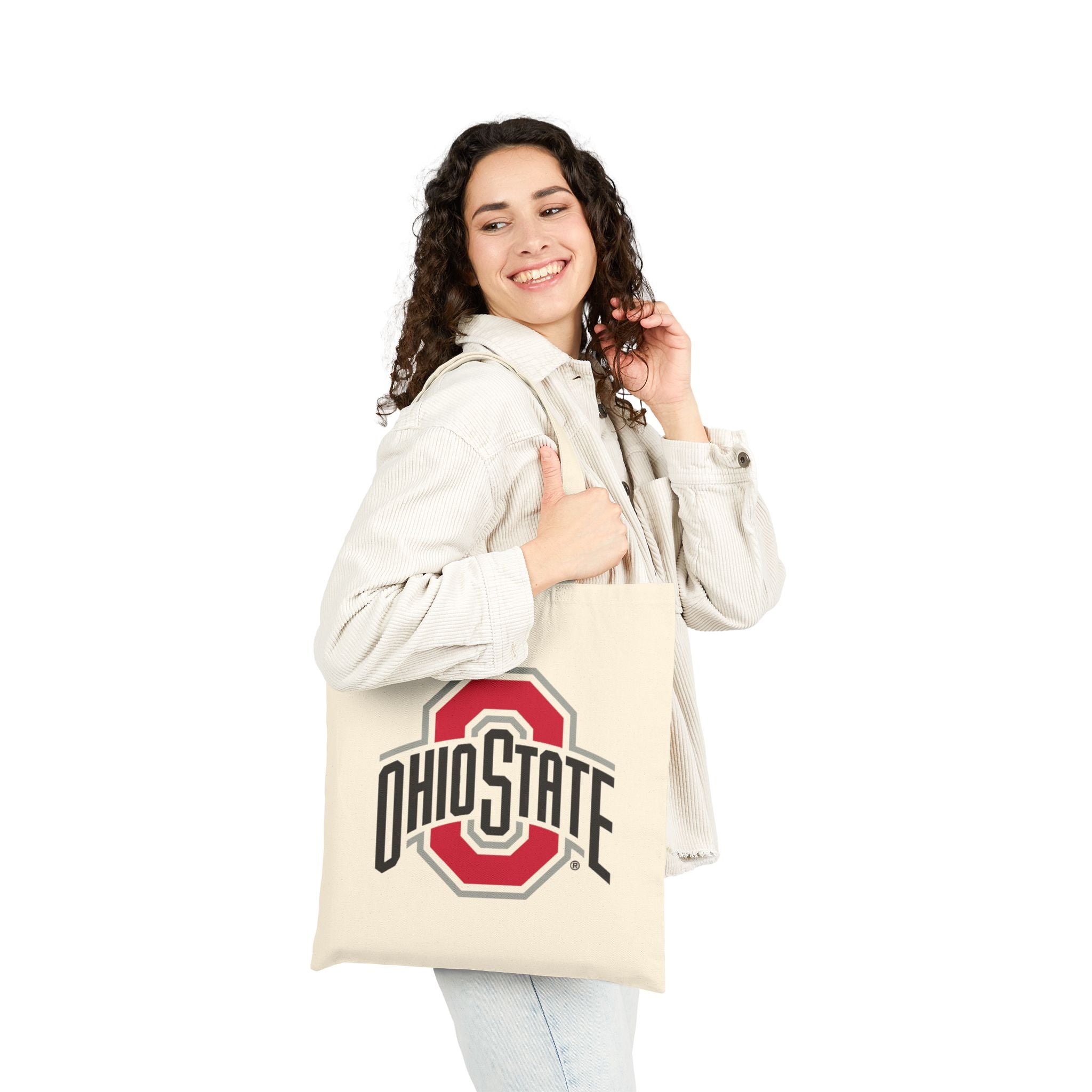 Ohio State Buckeye Cotton Canvas Tote Bag — Natural Campus Market Tote