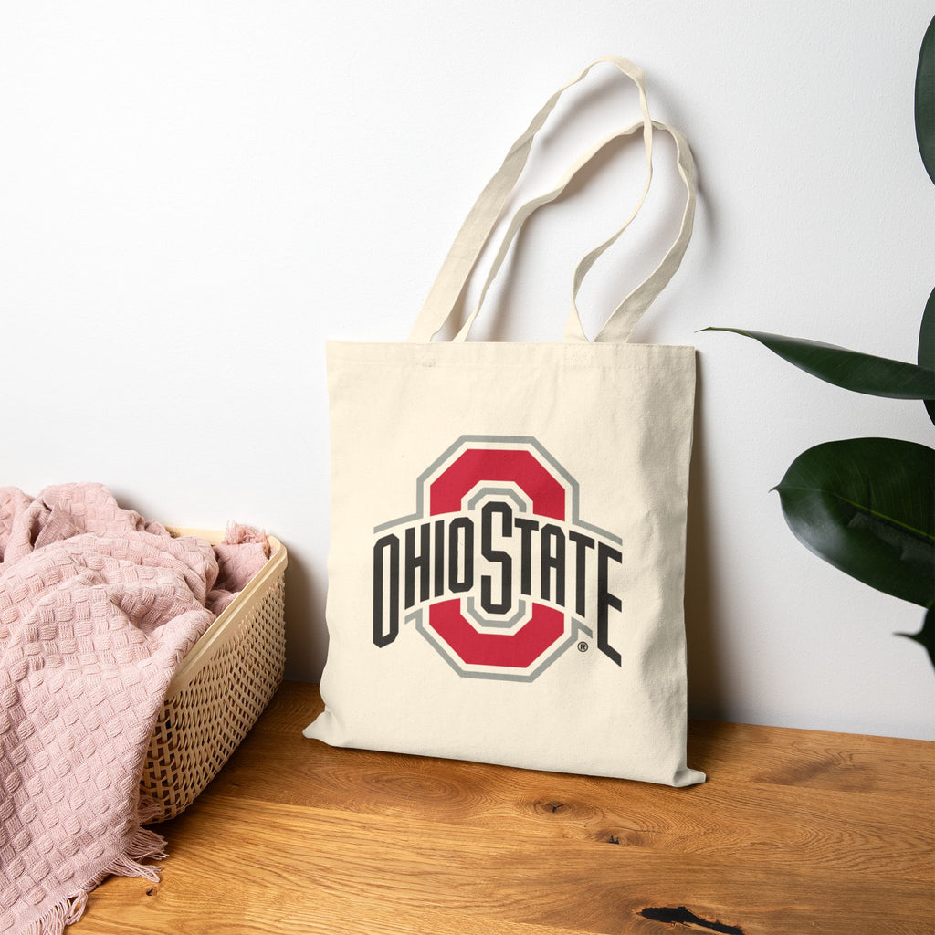 Ohio State Buckeye Cotton Canvas Tote Bag — Natural Campus Market Tote