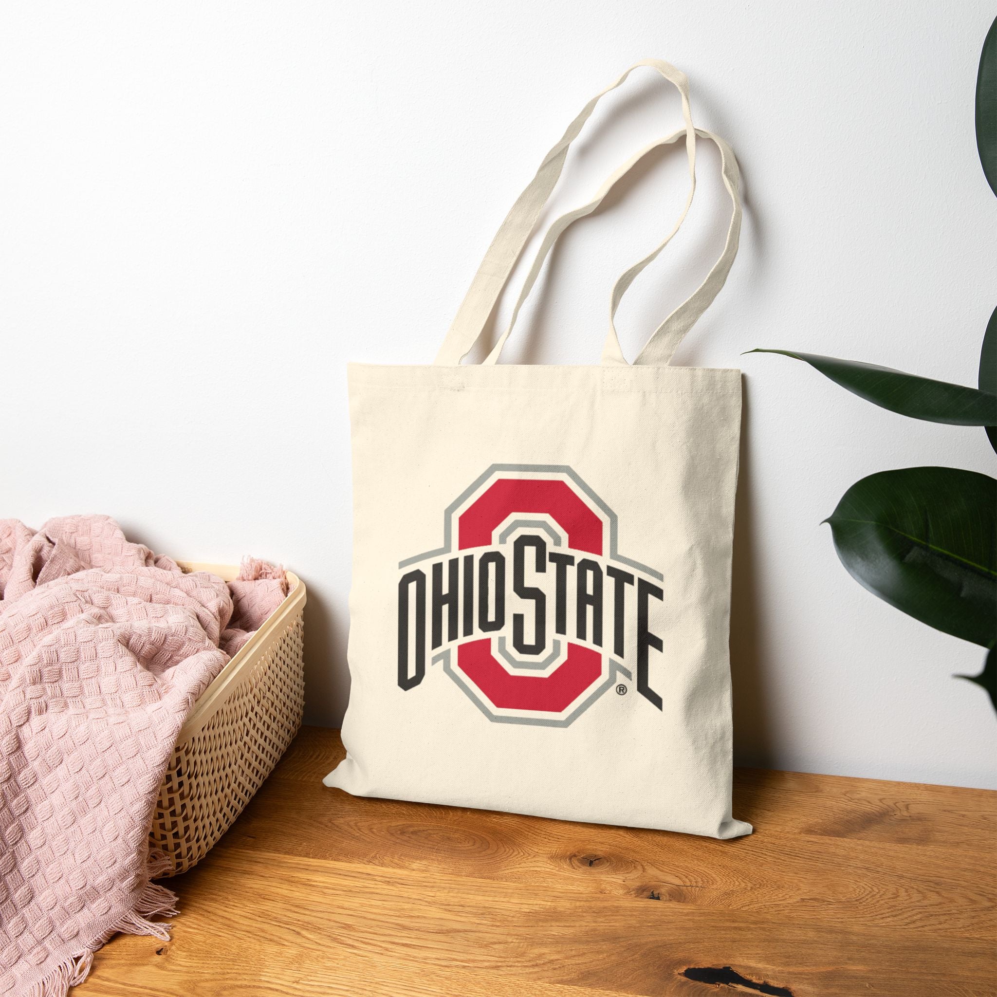 Ohio State Buckeye Cotton Canvas Tote Bag — Natural Campus Market Tote