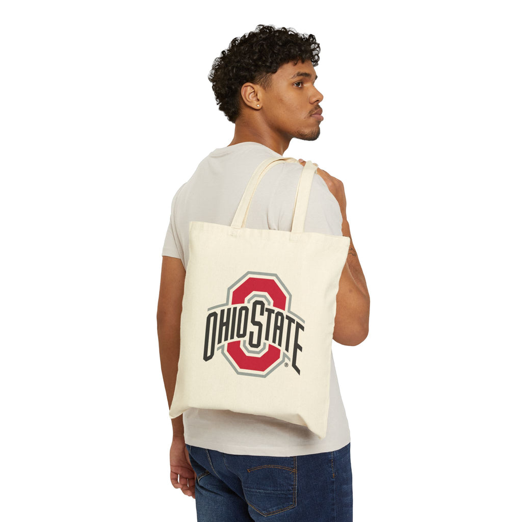 Ohio State Buckeye Cotton Canvas Tote Bag — Natural Campus Market Tote