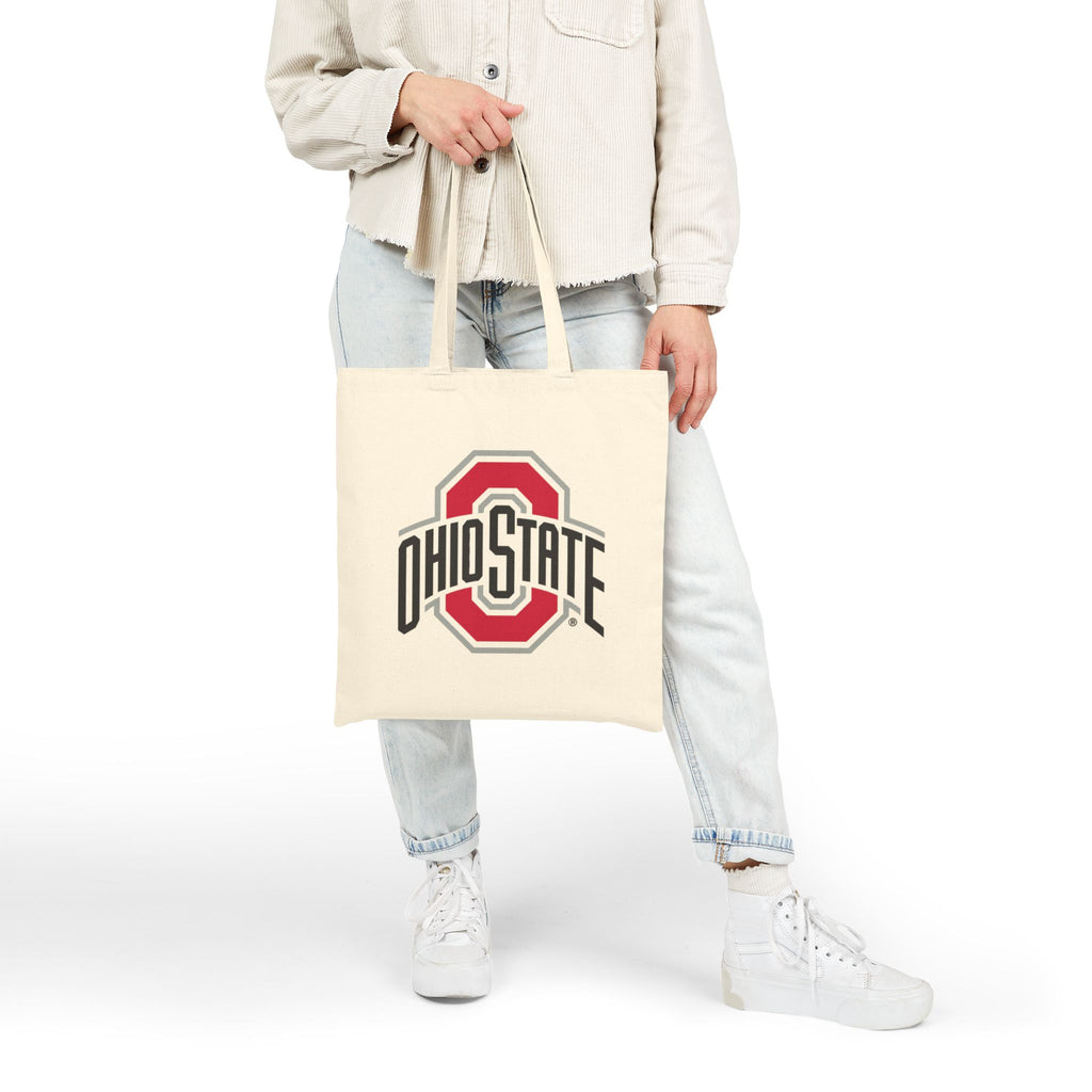 Ohio State Buckeye Cotton Canvas Tote Bag — Natural Campus Market Tote
