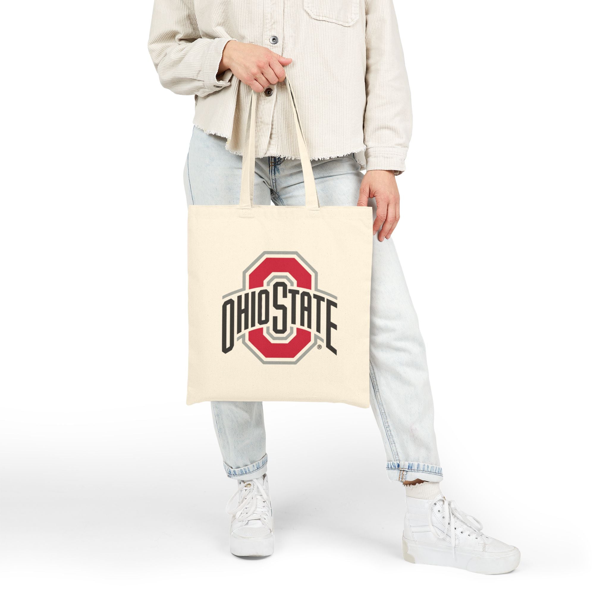 Ohio State Buckeye Cotton Canvas Tote Bag — Natural Campus Market Tote
